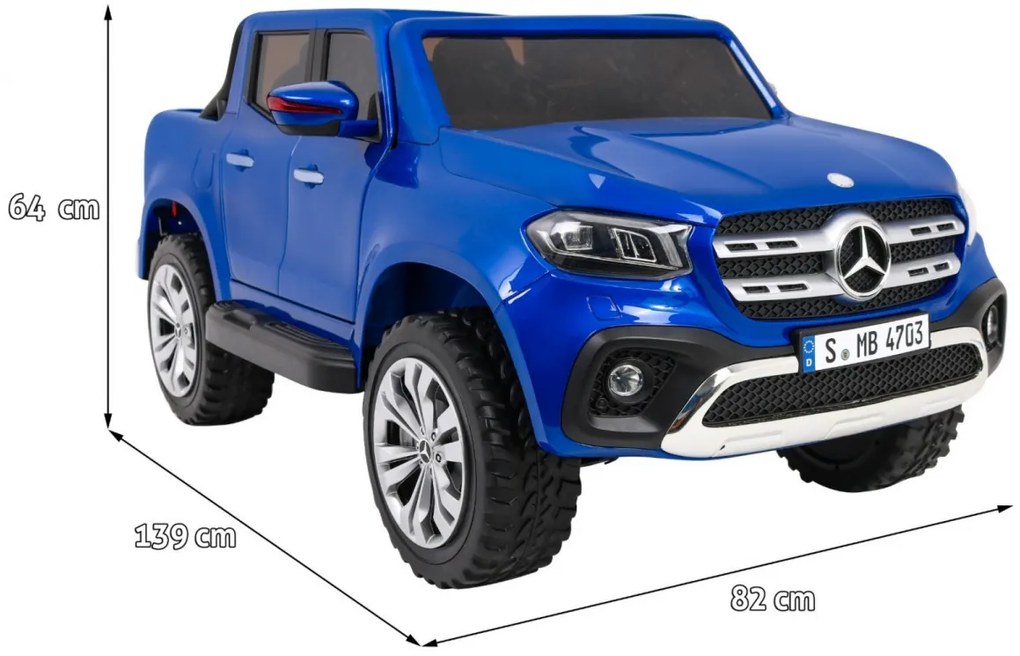 Carro elétrico para Crianças 24V 4x4 2 Lugares Mercedes Benz X-Class MP4 Rodas de EVA, Assento de couro Azul Pintado