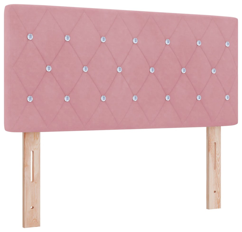 Cama Box Spring com Colchão Rosa 120x200 cm Veludo