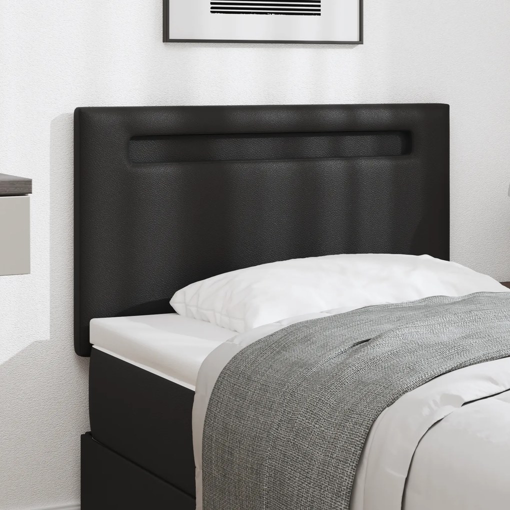 Cabeceira vidaXL Design Liso Preto 90 cm Couro Sintético
