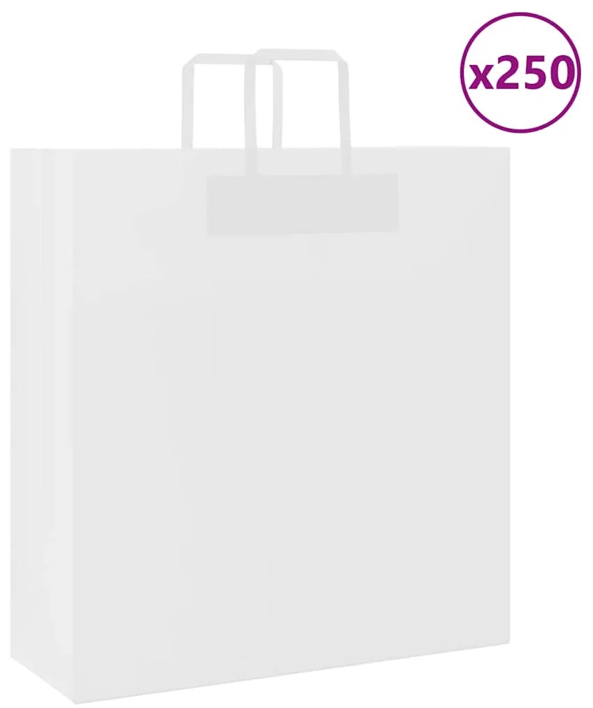 vidaXL Sacos de papel 250 unid com alças branco 45x17x48 cm