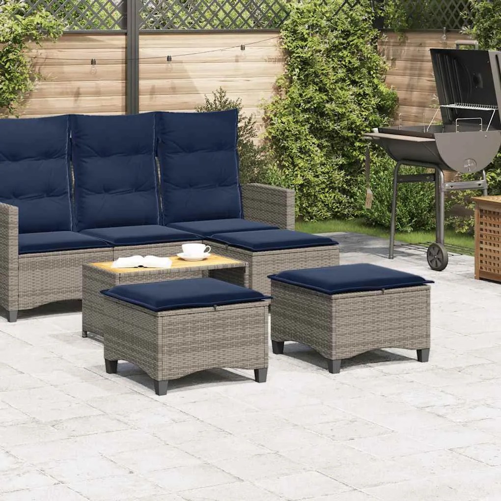 Bancos jardim com almofadas 2 unid 55x55x36 cm vime PE cinzento