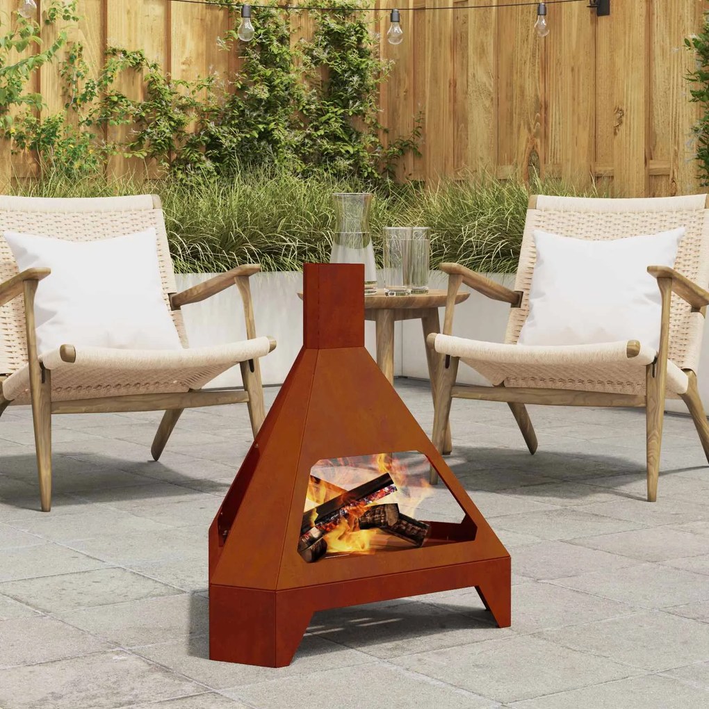 vidaXL Fire Pit Castanho 50 x 43 x 52 cm Aço resistente às intempéries
