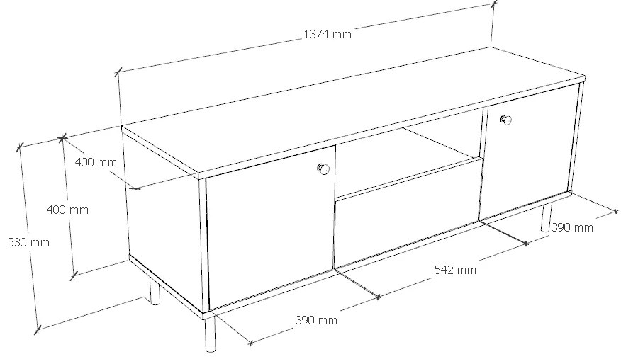 Móvel TV 137 x 53 x 40 cm Venus branco