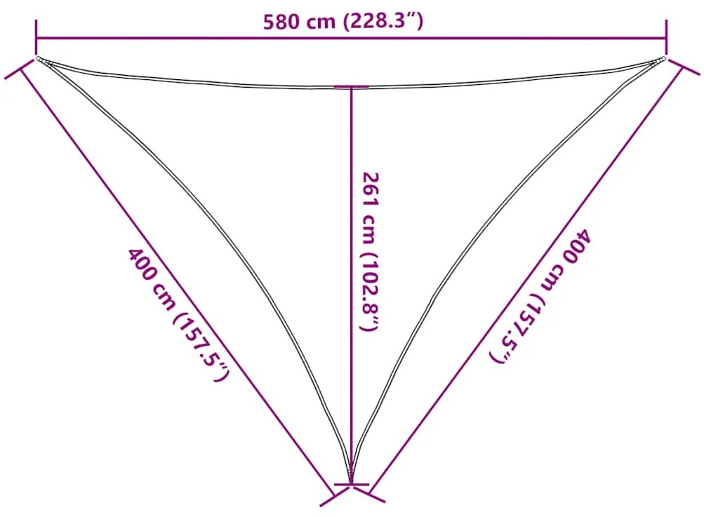 Para-sol estilo vela triangular 160 g/m² 4x4x5,8 m PEAD areia
