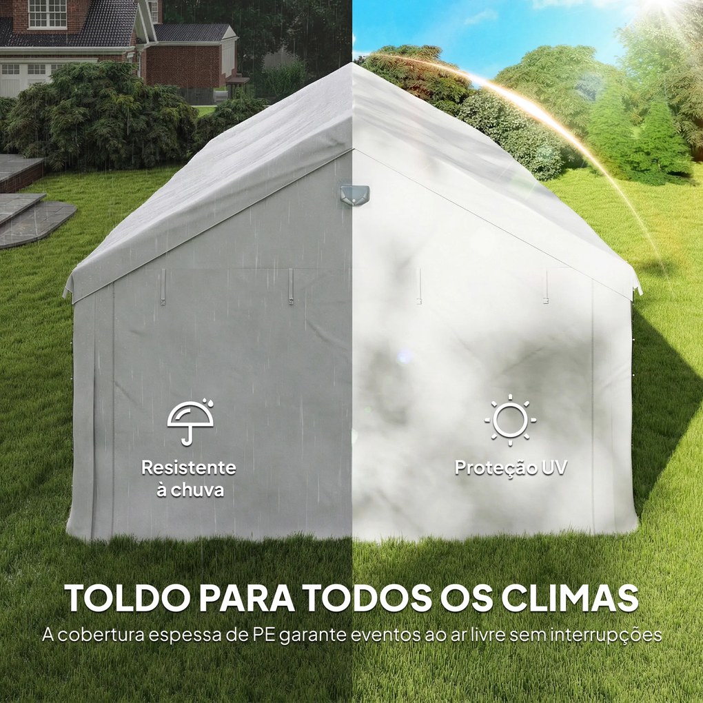 Tenda para Festas 4x6 m Tenda de Jardim com Paredes Removíveis, 2 Portas e Janelas UPF30+ para Casamentos e Camping Branco