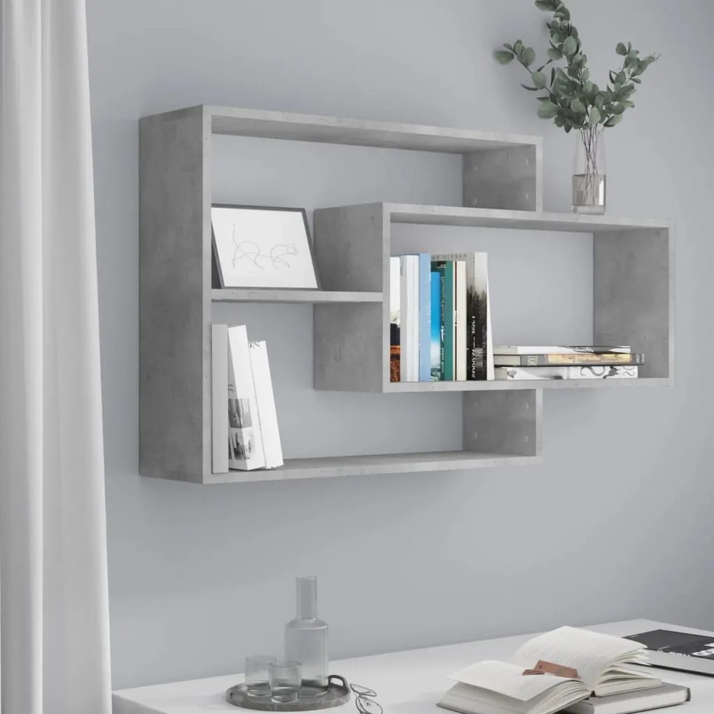 800328 vidaXL Prateleiras parede 104x20x58,5cm contraplacado cinzento cimento