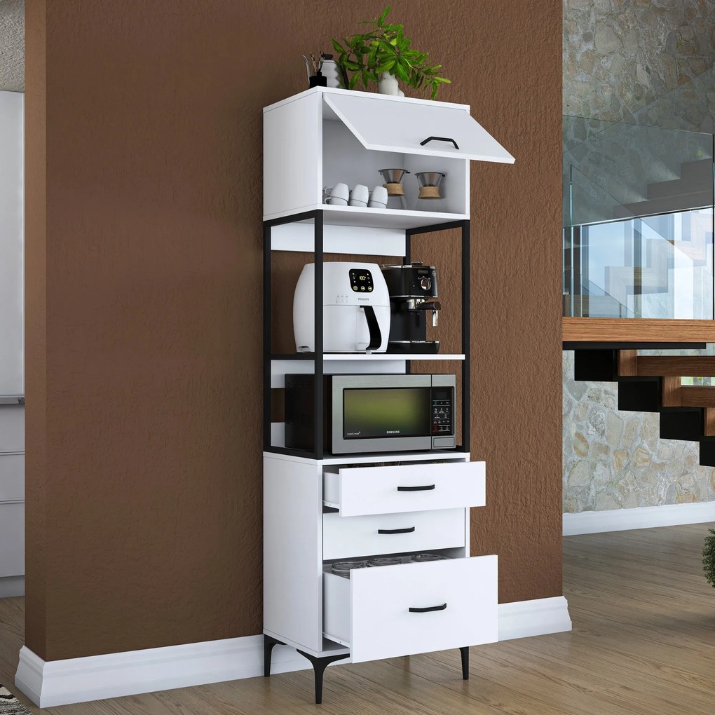 Armário Multiusos JE135 – Branco – 60 cm x 198,6 cm x 40 cm