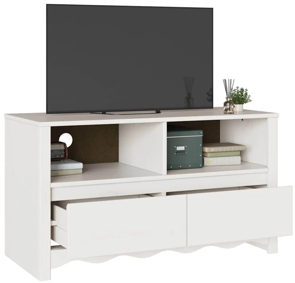 Aparador de TV vidaXL "DRAMMEN" Branco 99x43x55 cm Madeira Sólida de P