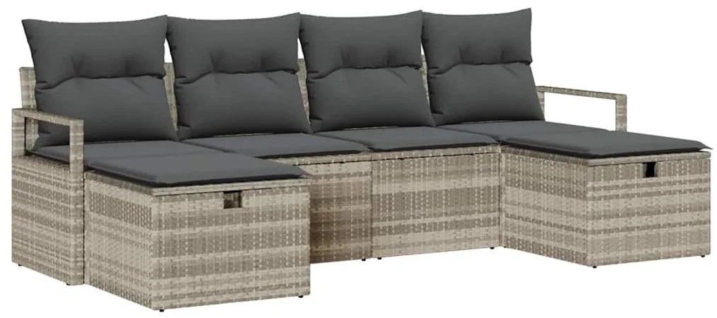 Conjunto de Sofá de Jardim vidaXL de 6 peças com Almofadas Cinza Claro