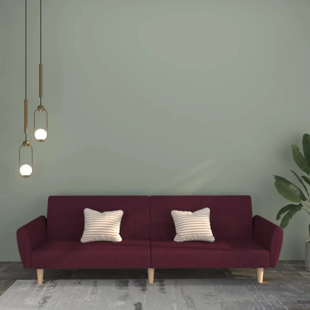 vidaXL Sofá-cama de 2 lugares tecido roxo