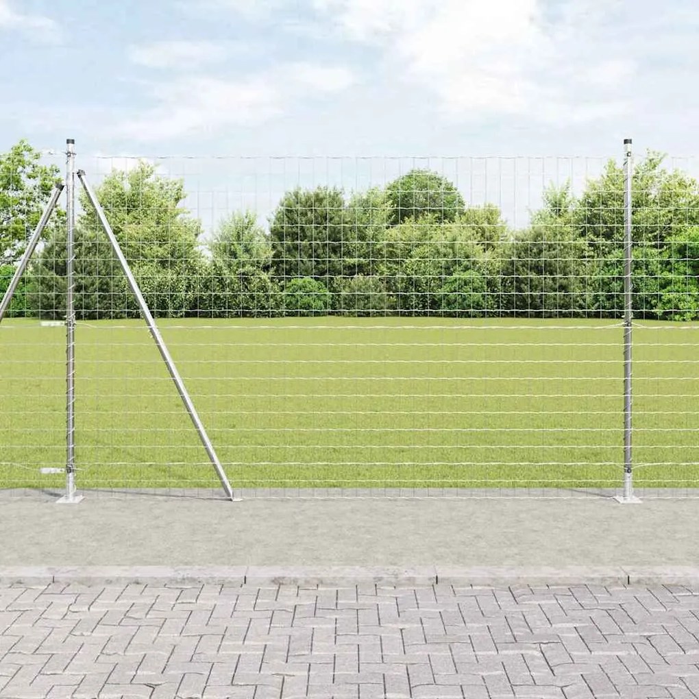 Cerca Euro com 7 postes flangeados, 1,4 x 10 m, em aço galvanizado