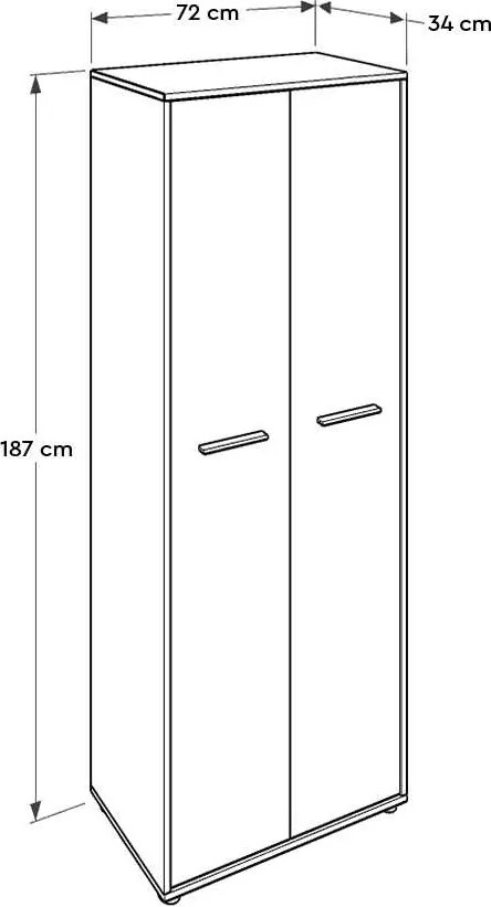 Arquivador Alto de Escritorio "Noce" - Nogueira Clara - 72x187x34cm -