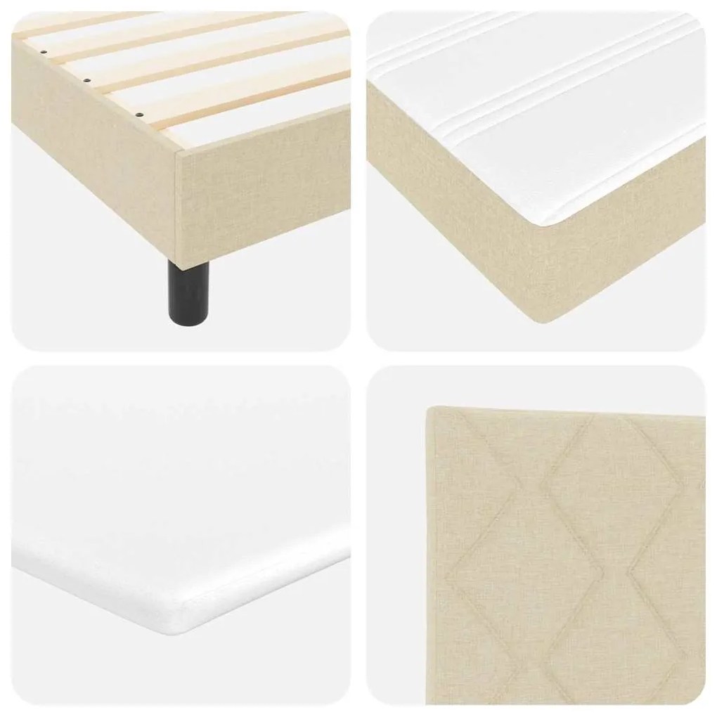 Cama Box com Colchão &amp; Luz LED Bege 120x200 cm Tecido