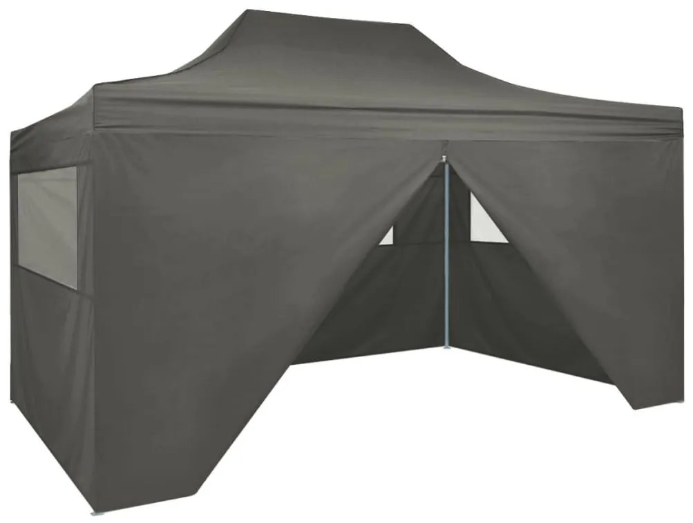 vidaXL Tenda pop-up dobrável com 4 paredes laterais 3x4,5 m antracite