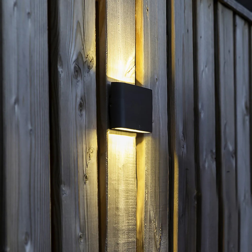 Conjunto de 2 Apliques de Parede Exterior Cinzento Escuro 17,5 cm com LED - Batt