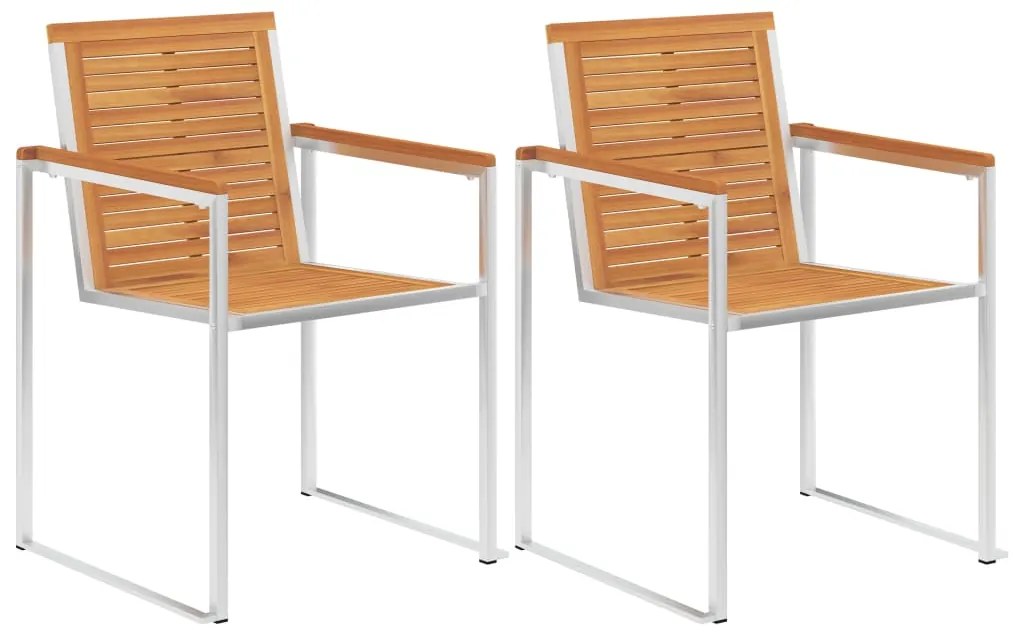 Cadeiras de jardim com almofadões 2 pcs acácia maciça e aço