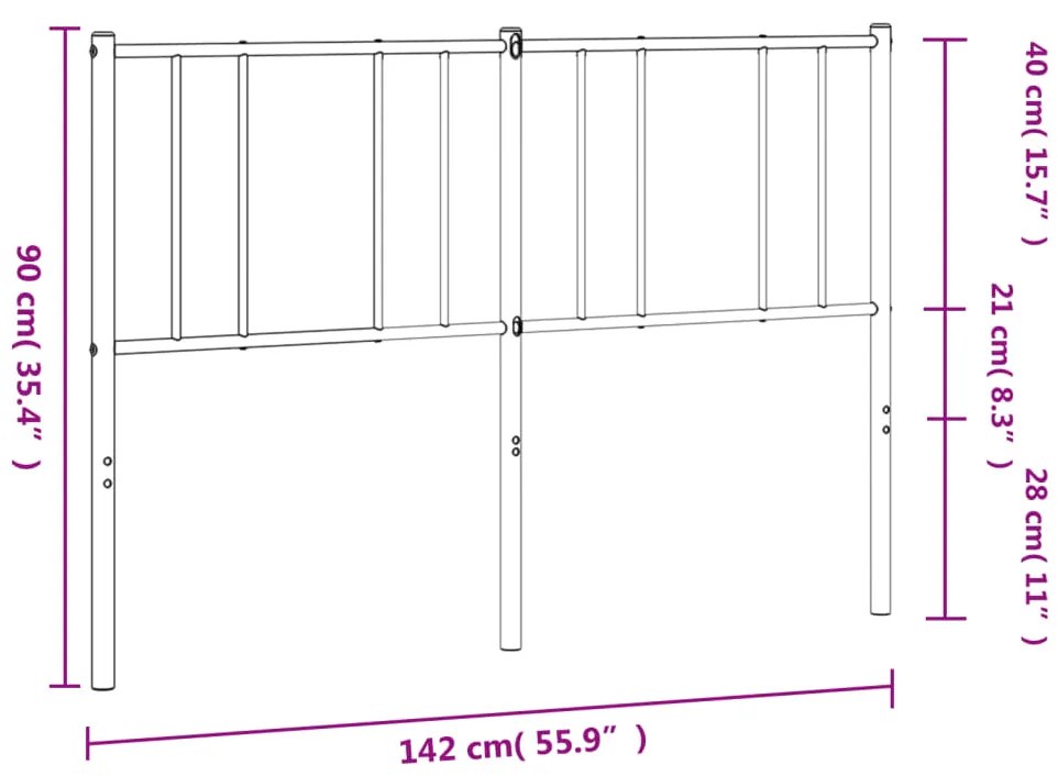 Cabeceira de cama 135 cm metal preto