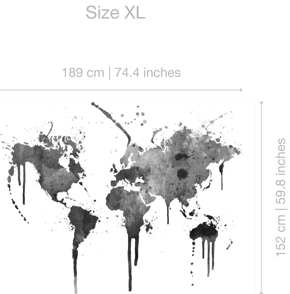 Mapa Mundo em Aguarela decoração vinil (Tamanho: 189 X 152 cm)