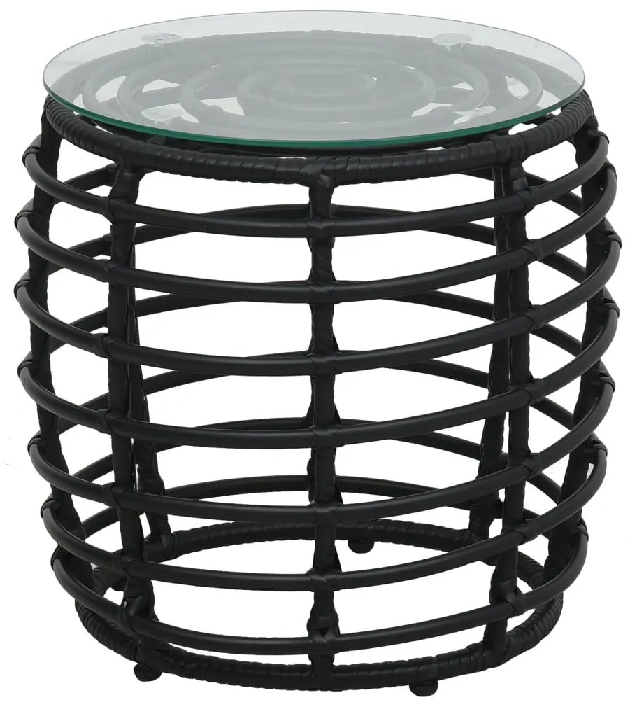3 pcs conjunto bistrô vime PE preto