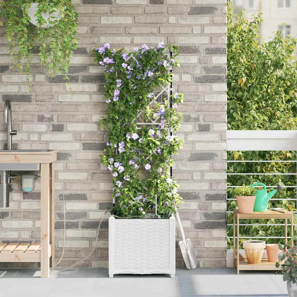 Jardineiras de Jardim 1 pc Branco 40 x 40 x 142 cm Plástico