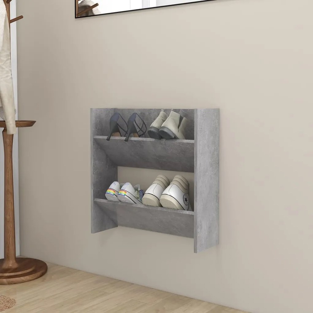 Sapateira de parede 60x18x60 cm contraplacado cinzento cimento