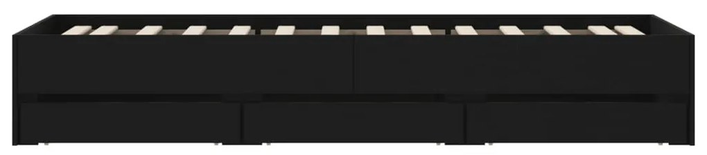 Estrutura de cama c/ gavetas 90x200 cm derivados madeira preto