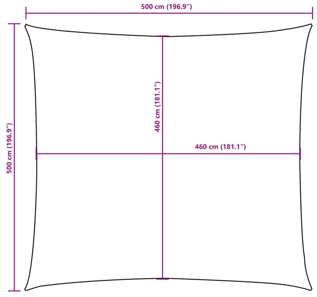 Para-sol estilo vela tecido oxford quadrado 5x5 m laranja
