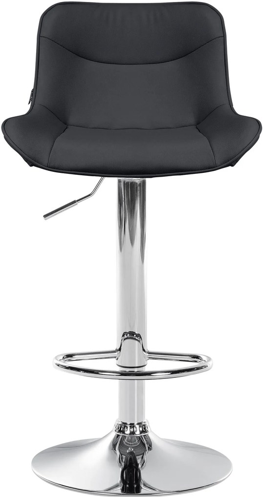 Banco alto em couro sintético com estrutura prateada 85-106 x 49 x 51 cm preto