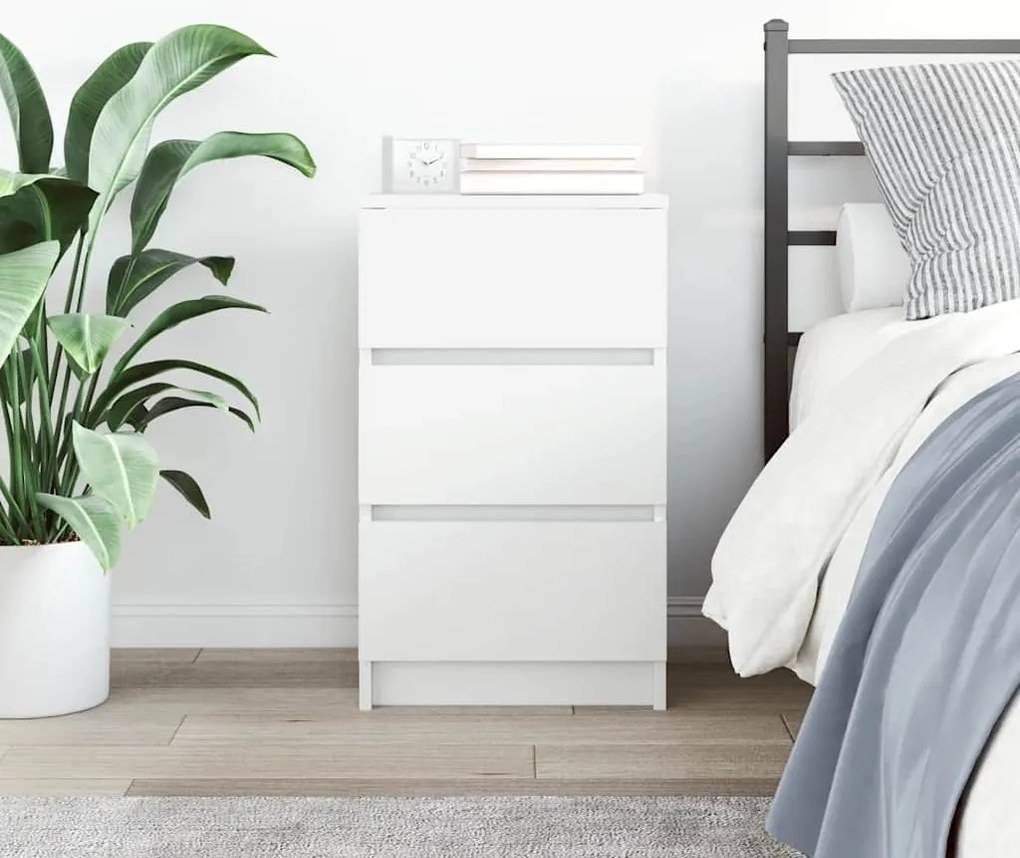 Mesa de cabeceira com 3 gavetas 39x35x65 cm branco