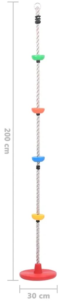 Corda de escalada/baloiço com plataformas e disco 200 cm