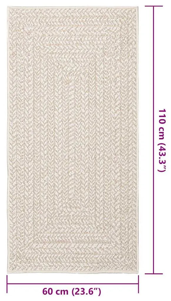 Tapete ZIZUR creme 60x110 cm aspeto de juta interior e exterior
