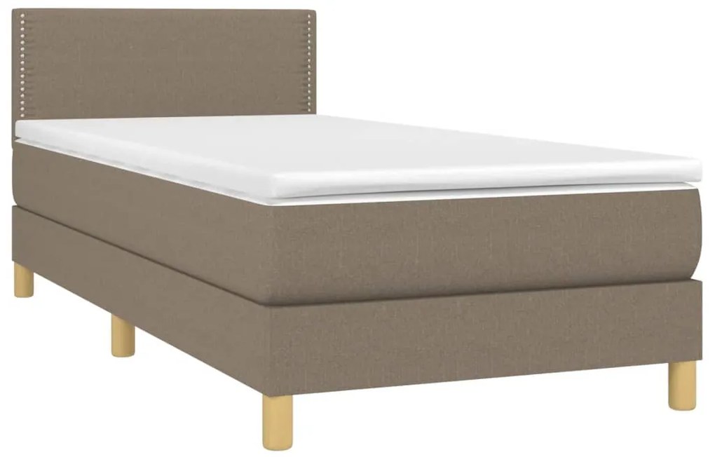 Cama box spring + colchão/LED 90x200cm tecido cinza-acastanhado