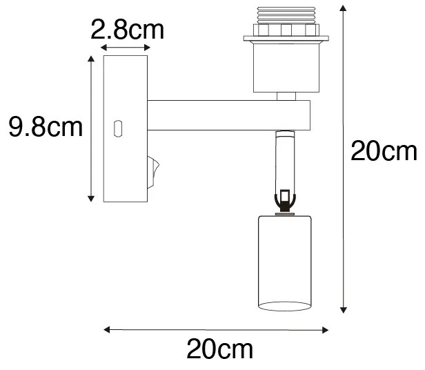 Candeeiro de parede moderno em aço com luz de leitura - Brescia