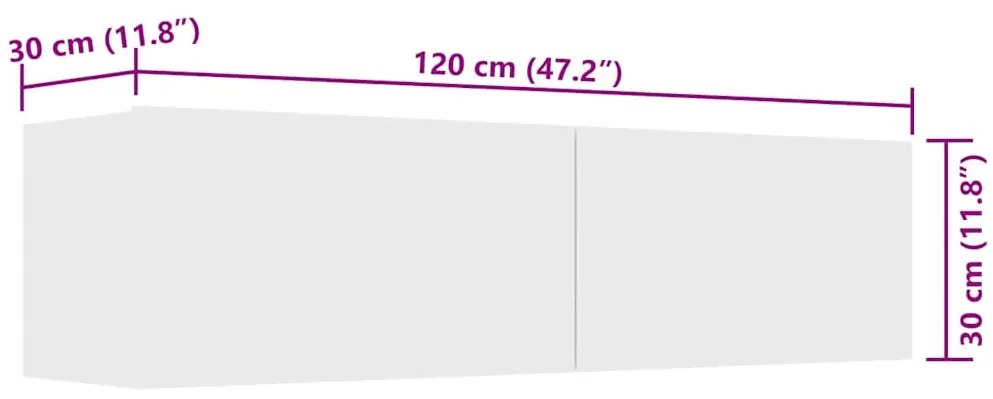 Móvel de TV 120x30x30 cm contraplacado branco