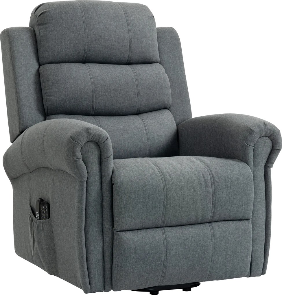 Poltrona Elevatória Elétrico, 87,5 x 87 x 108 cm, Massagem e Aquecimento, Cinzento
