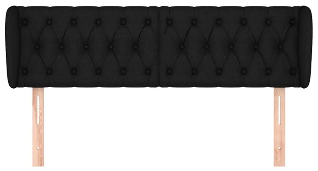 Cabeceira de cama c/ abas tecido 147x23x78/88 cm preto