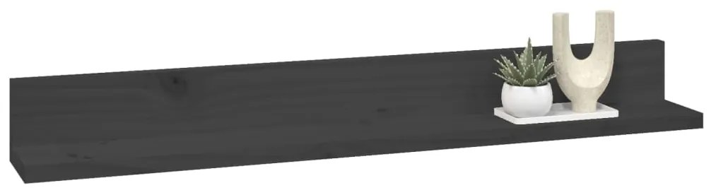 Prateleiras de parede 2 pcs 80x11x9 cm pinho maciço cinzento