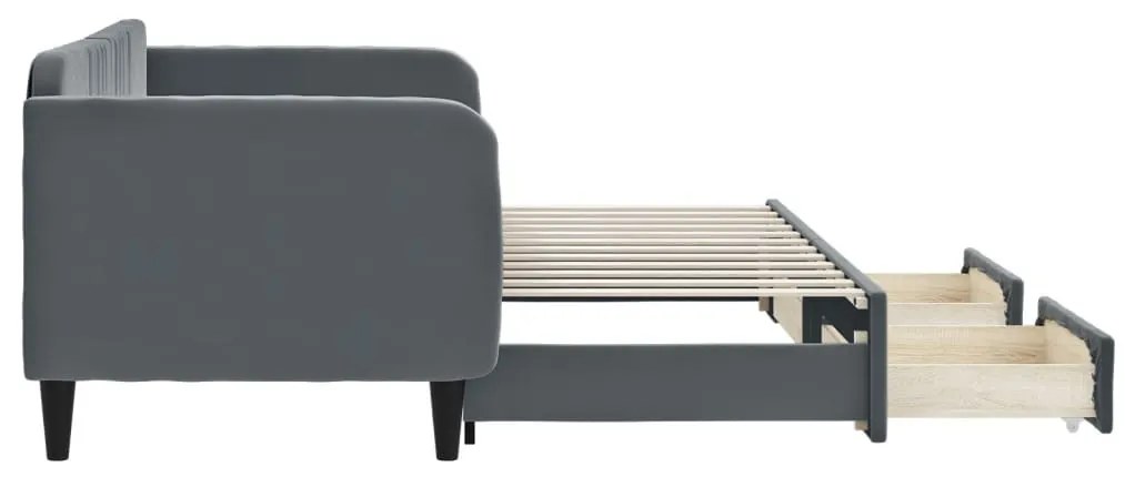 Sofá-cama c/ gavetão e gavetas 80x200 cm veludo cinzento-escuro
