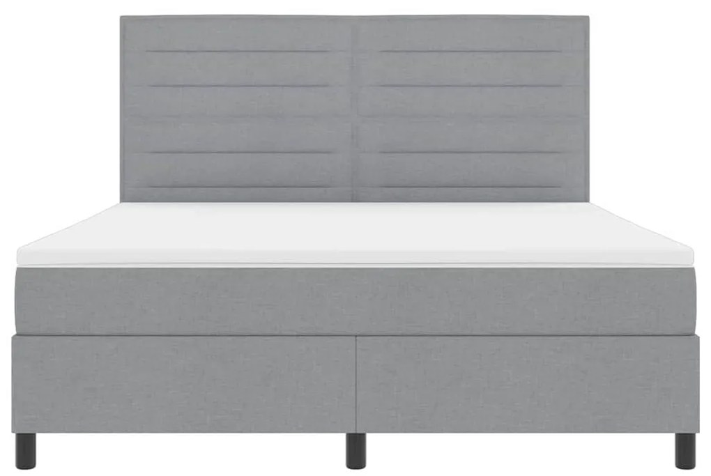 Cama box com colchão e luz LED cinza claro, 180 x 200 cm, tecido