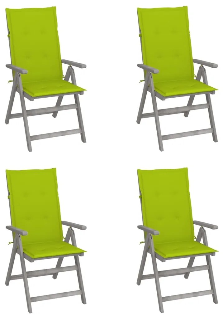 vidaXL Cadeiras jardim reclináveis c/ almofadões 4 pcs acácia maciça