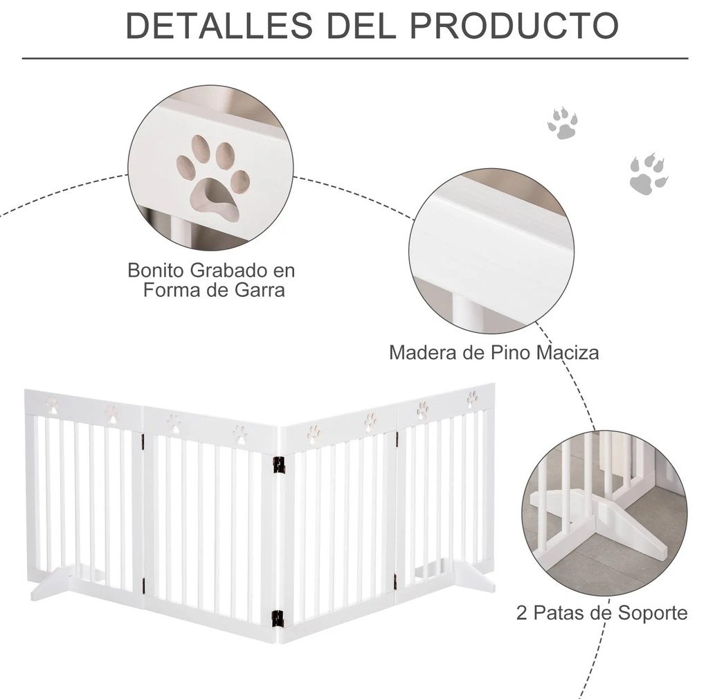 PawHut Barreira de Segurança Dobrável para Cães Grade de Proteção de 4