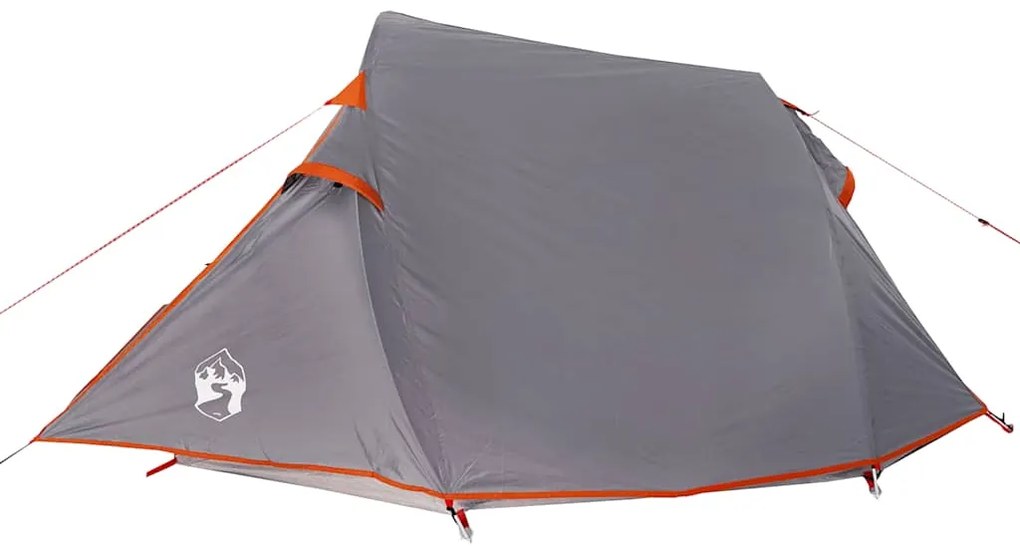 Tenda de campismo túnel p/ 2 pessoas impermeável cinza/laranja