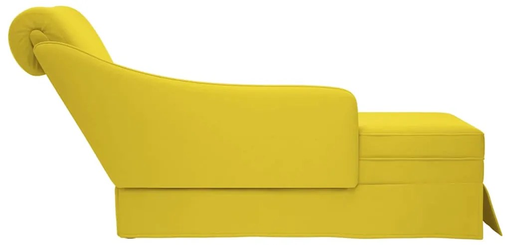 Chaise-longue com almofada e apoio braço direito veludo amarelo