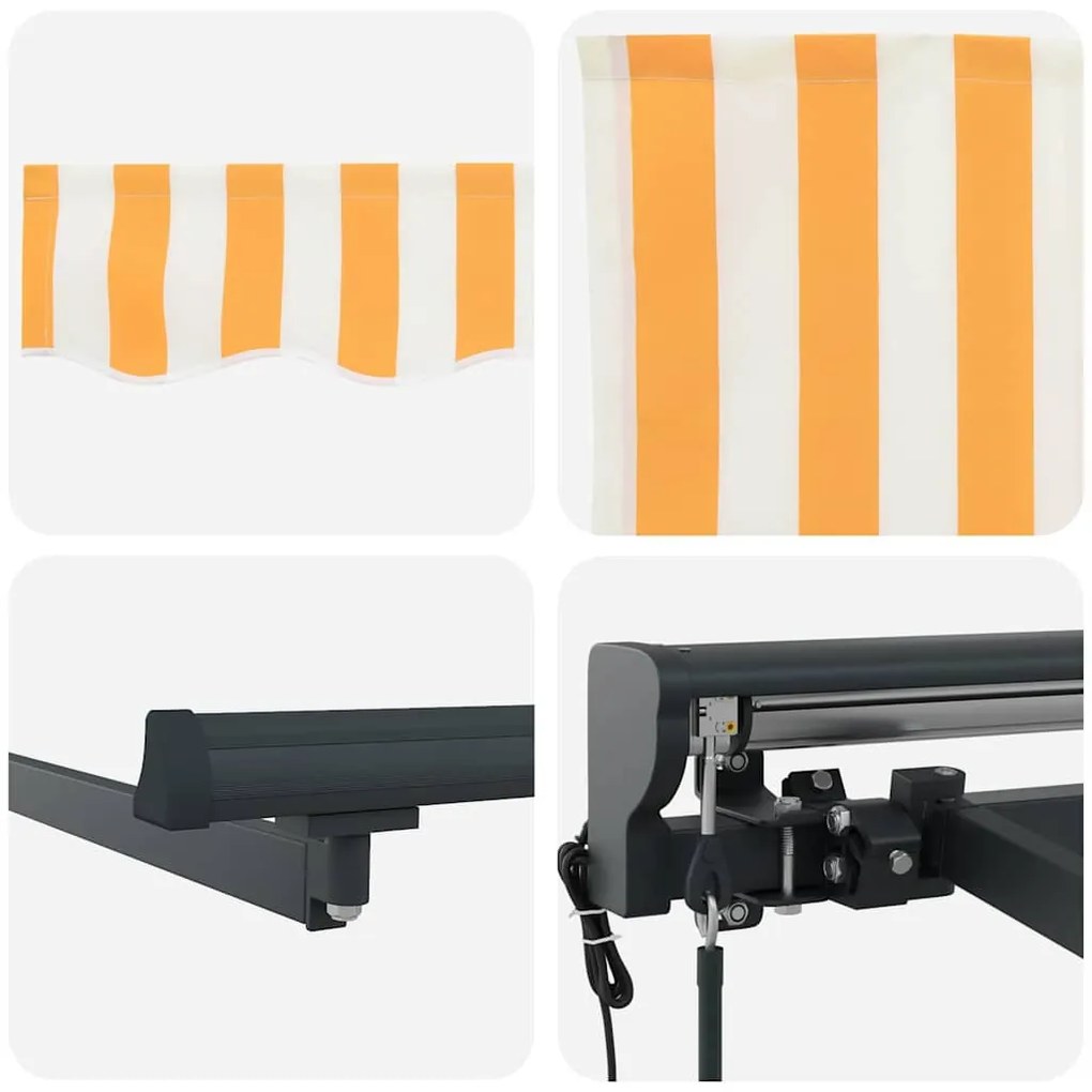 Toldo Retrátil Amarelo e Branco 400x300 cm Alumínio e Poliéster