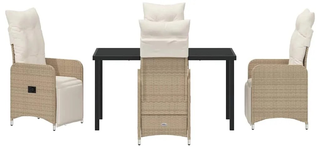 Conjunto de Jantar de Jardim 5 peças com Almofadas Bege em Rattan Sint