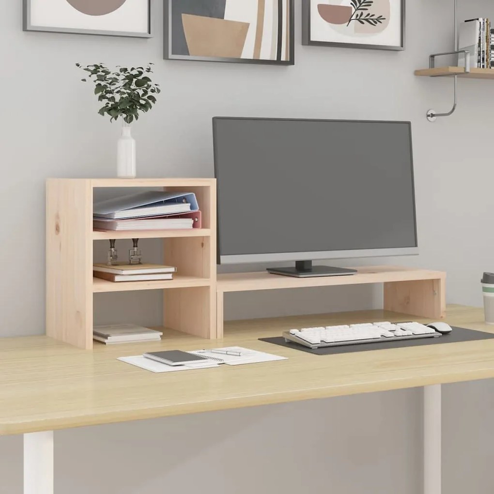 vidaXL Suporte para monitor 81x20x30 cm madeira de pinho maciça