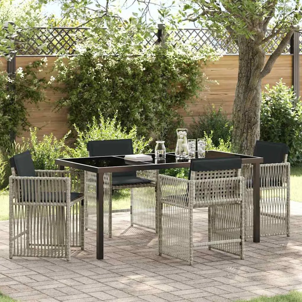 vidaXL Conjunto de Jantar para Jardim 5 pcs Cinzento-claro vime PE