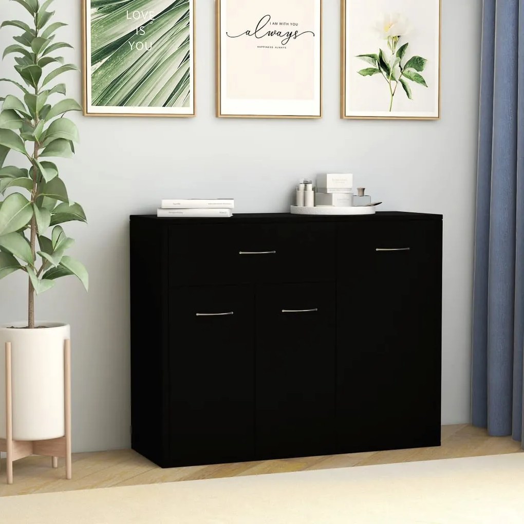 vidaXL Aparador 88x30x70 cm contraplacado preto