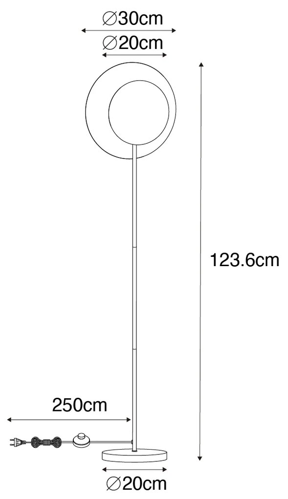 Candeeiro de pé Art Deco preto com dourado - Emilienne