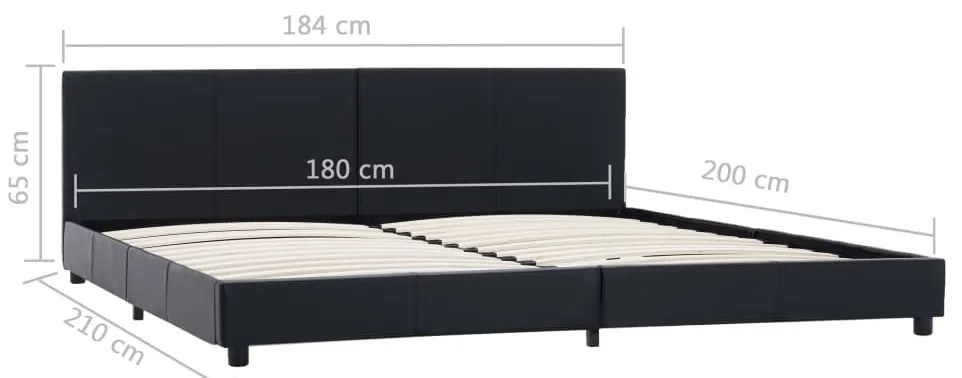 Estrutura de cama 180x200 cm couro artificial preto